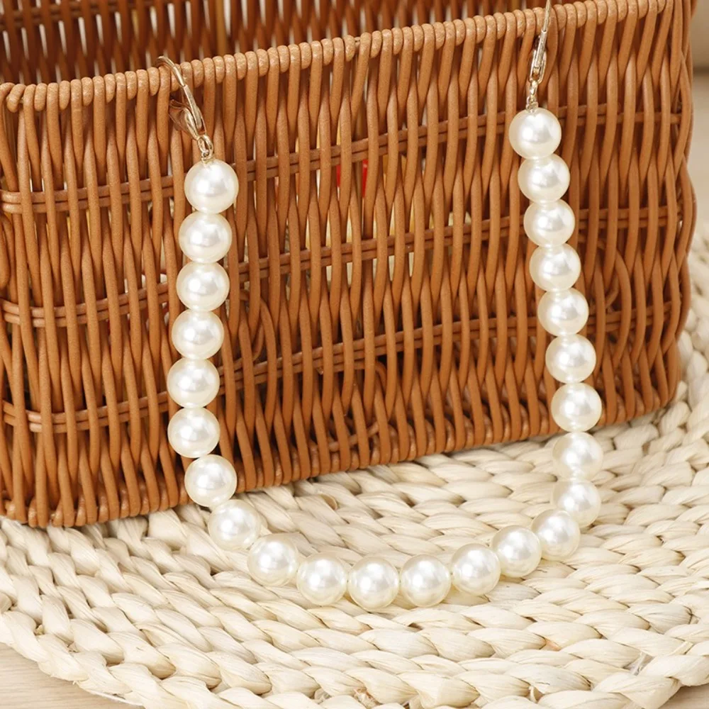 Fashion Pearl Handle Imitation Rattan Basket Versatile Big Capacity Woven Flower Basket Flower Basket Wedding Decoration