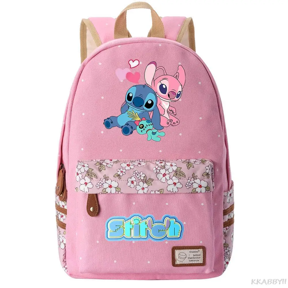 Disney Stitch School Bag Canvas Backpack Shoulder Bag Laptop Sports Mochilas Birthday Gift