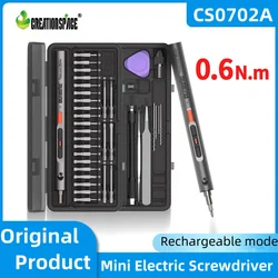 CreationSpace-Mini destornillador eléctrico recargable, juego de destornilladores con luz LED, 3 Ajustes de torsión, 3,6 V, CS0702A