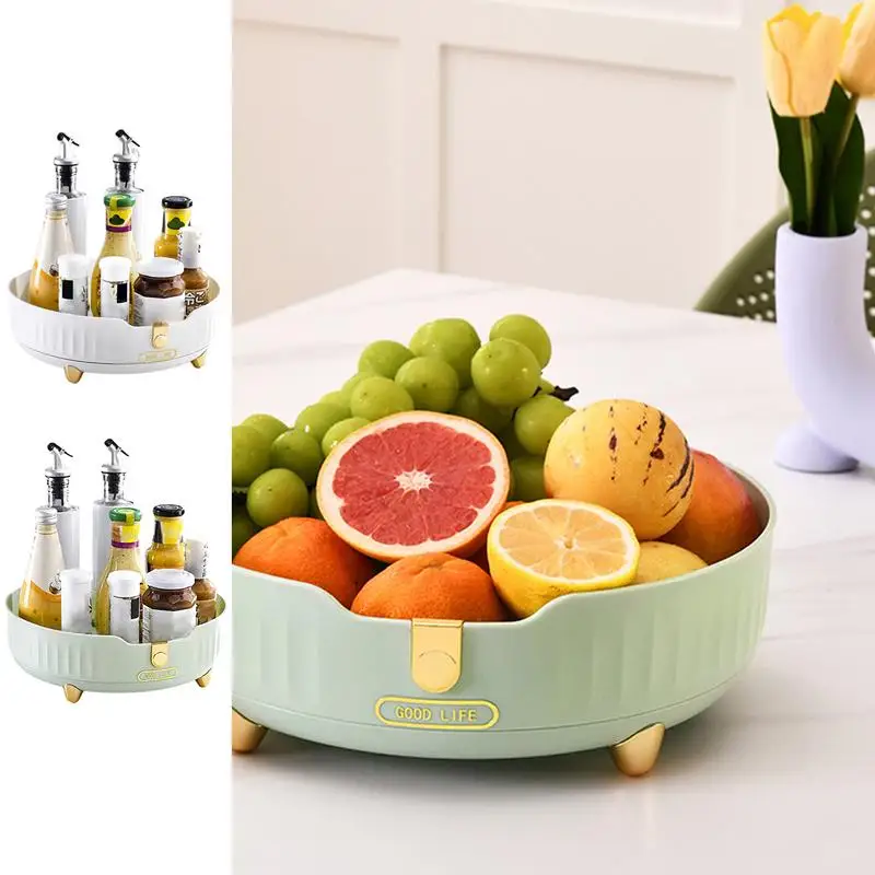 

2024 Non Slip Spices Round Rack Plate 360 Degree Rotating Cabinet Organizer Kitchen Bathroom Cosmetic Turntable Storage Tray