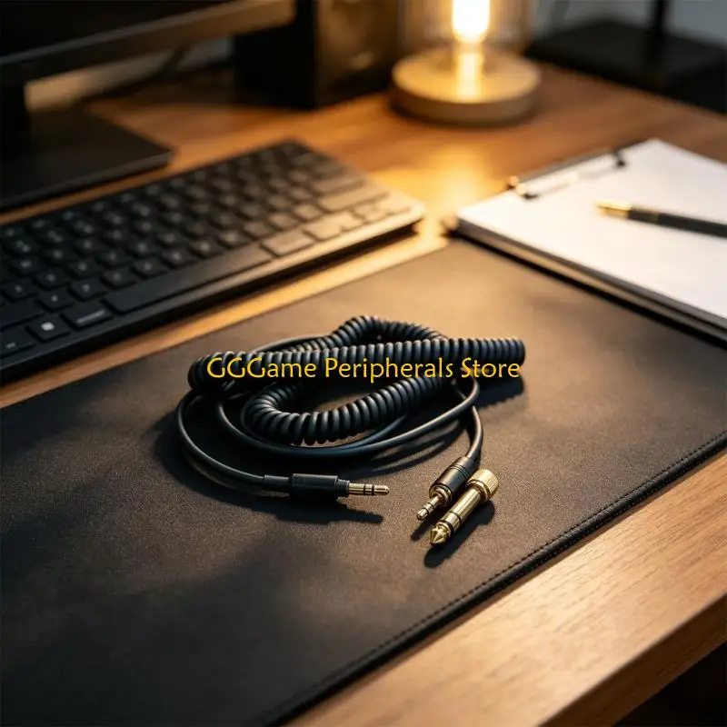U55B Headphone Cable Replacement for MDR-WH1000XM3 MDR100ABN, 1 Coiled Cord with 6.35mm Adapter and Identified Metal Components