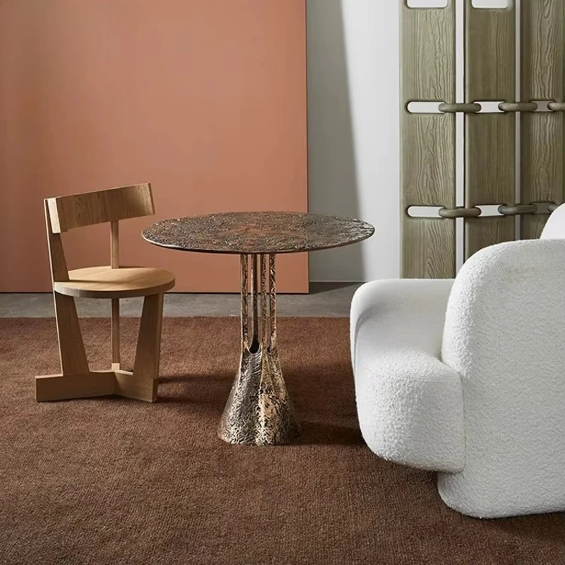 

Designer style villa living room vintage bronze coffee table hotel bedroom metal frame art side table furniture