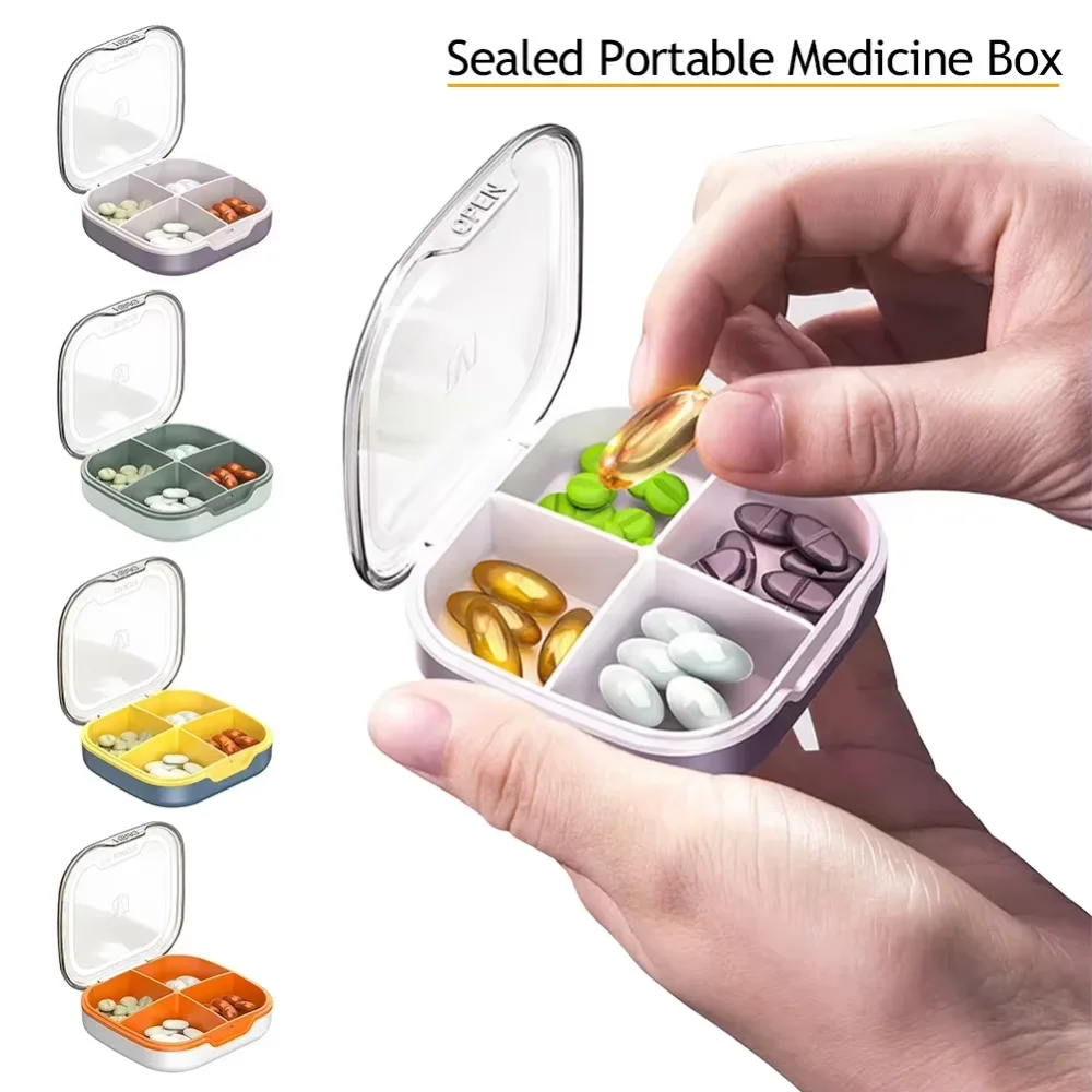 Pastillero semanal de 4/6 rejillas, organizador de medicina, caja de almacenamiento sellada, pastillero de viaje portátil, contenedor dispensador de medicamentos Pastillero