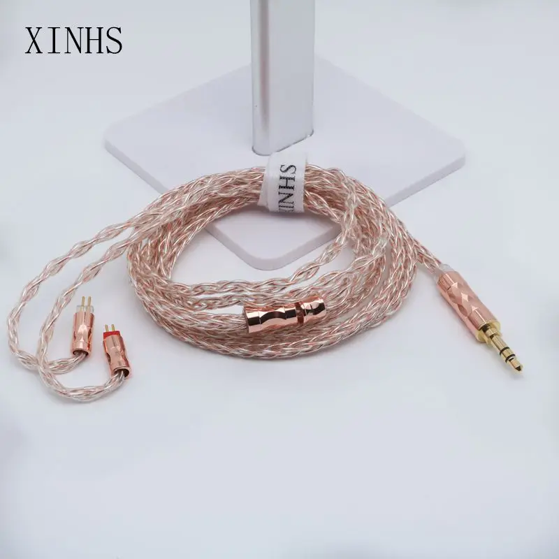 طلاء XINHS-على سلك HIFI نحاسي كريستالي واحد ، 8 نواة ، مطلي ، MMCX ، فضي ، 2 دبوس ، مناسب لـ tinifi ، T3 Plus IEM