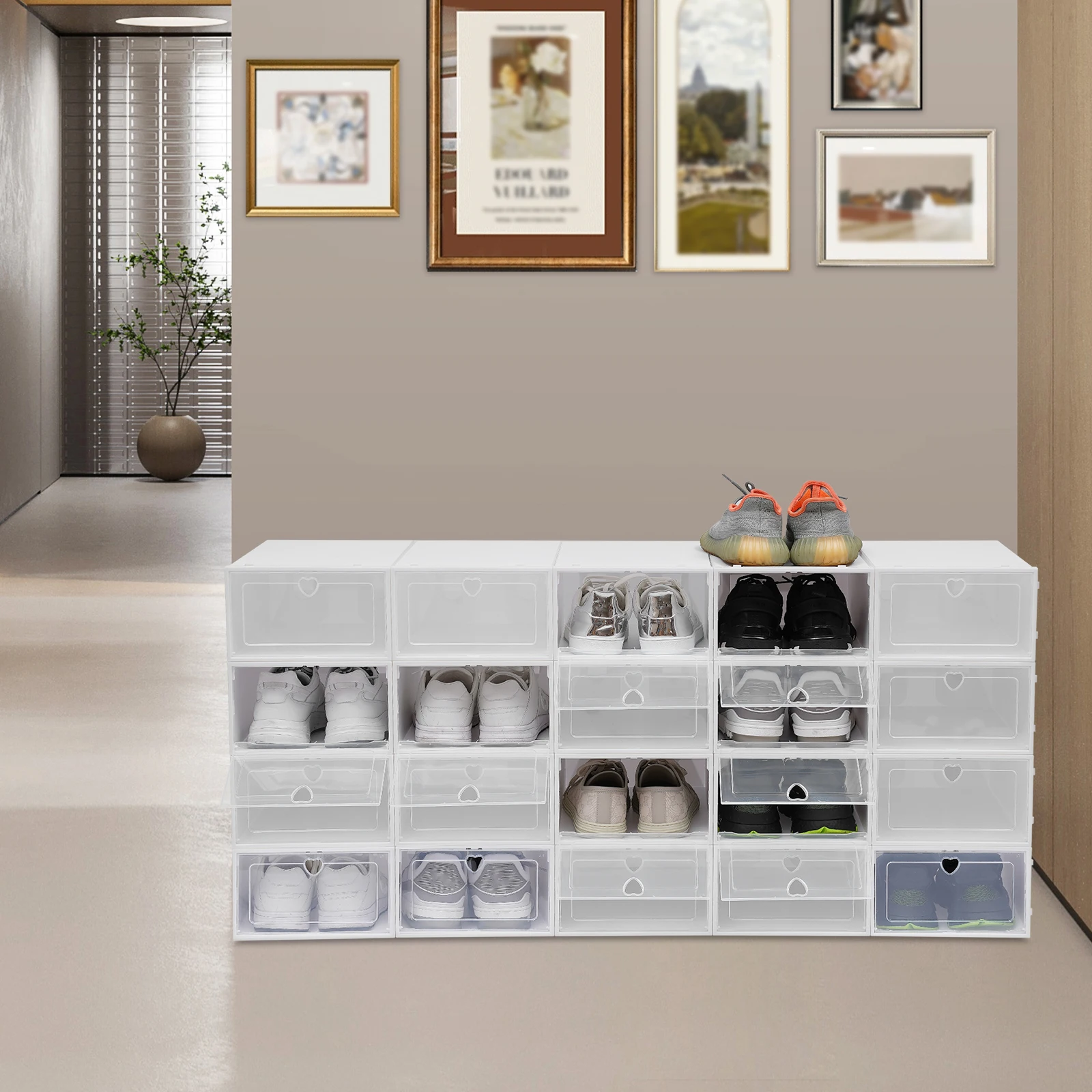 

20*Shoe Organizers,PP Shoe Cabinet Set,Lightweight Foldable Shoe Rack Dirt-resistant,Free Stacking Shoe Storage Box