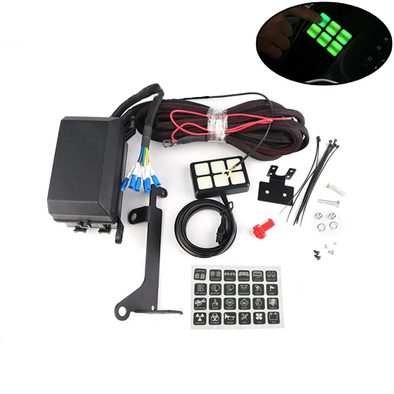 

ABVT-Car 6 Gang Switch Panel Relay System Circuit Control Box For Jeep Wrangler Boat Accessories