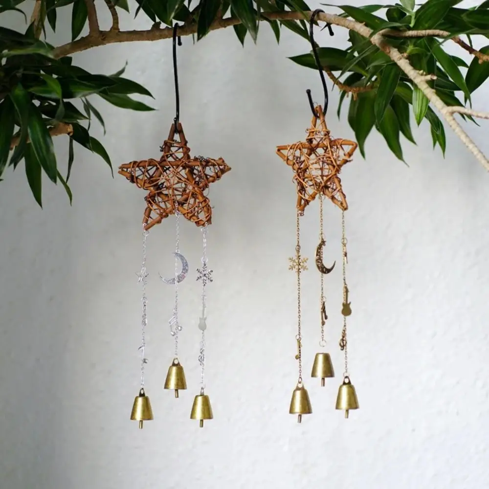 Outdoor Door Vine Circle Witch Bells Wind Chimes Star Moon Retro Star Wind Chime Creative Music Wind Chime Hanging Decoration