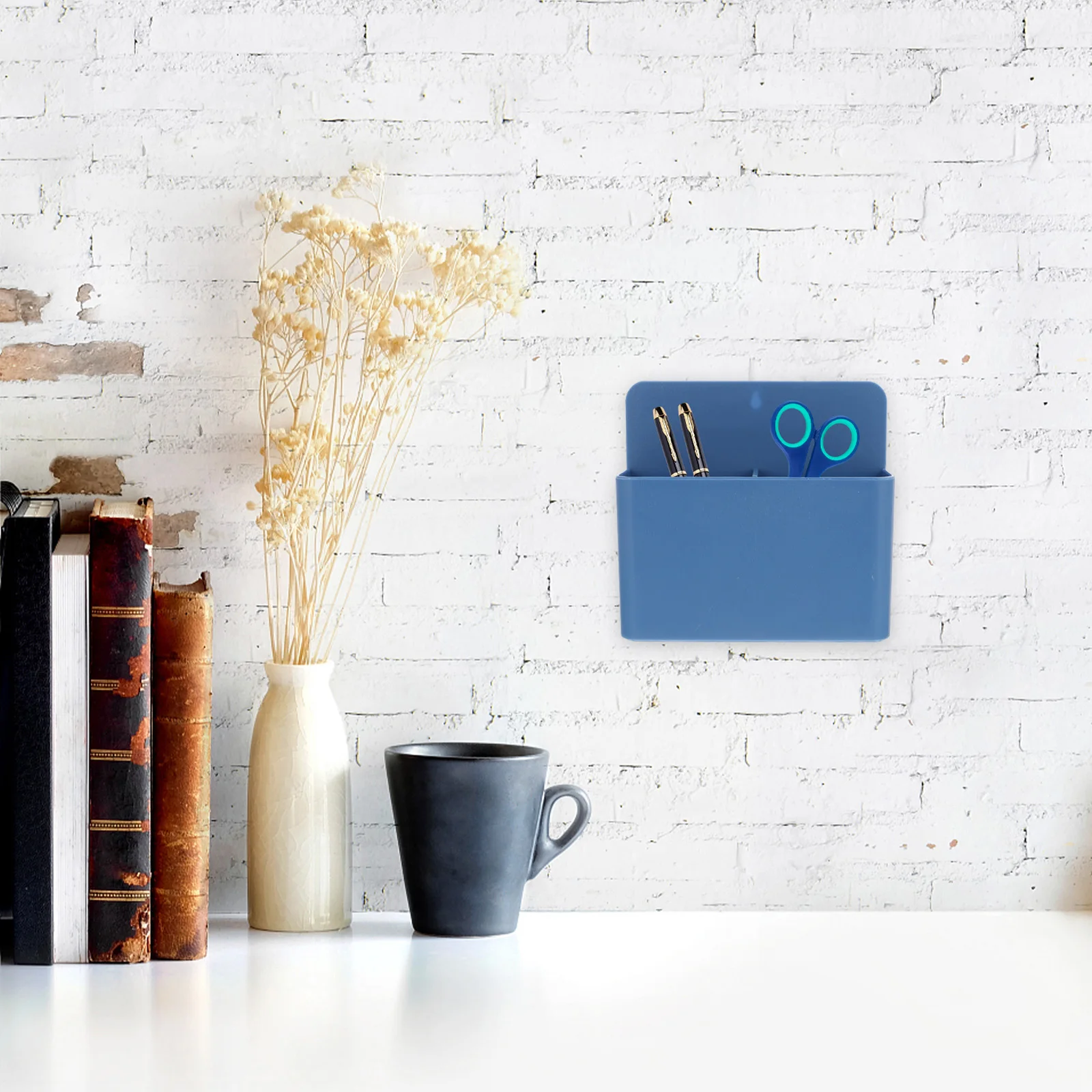 

Magnetic Office Pen Box Case Desk Holder Force Cup Hanging Organizer Desktop Supply Storage Stationery