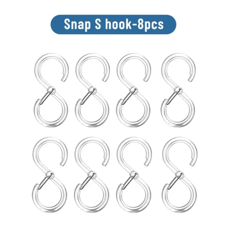 8pcs S Shaped Hooks For Hanging Hook With Buckle Practical Elastic Buckle S Shape Windproof Lock Multi-function Clasp Holder