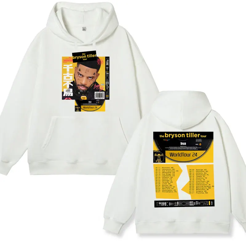 Rapper Bryson Tiller Double Sided Print Hoodie Men Women's Hip Hop Oversized Streetwear Hooded Sweatshirt Trend Fleece Pullover