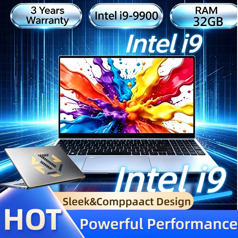 Intel Core I9‑9900 Notebook 14.1 Inch Laptop 32GB RAM 1TB 2TB SSD High Performance Office Gaming Laptop Computer