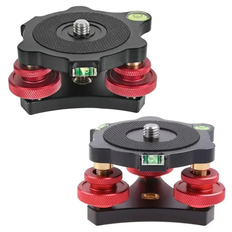 LP-64 Leveler with Bubble Level for Tripod, Standard 3/8" Screw Hole Adjustment Tri-Wheel Leveling Base