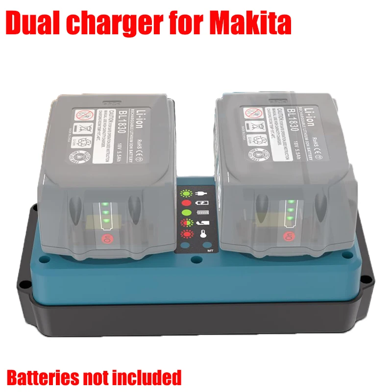 

Rapid Charger Dual-port Lithium Battery Charger Compatible with For Makita 14.4-18V Lithium Batteries Smart LED Indicator Lights