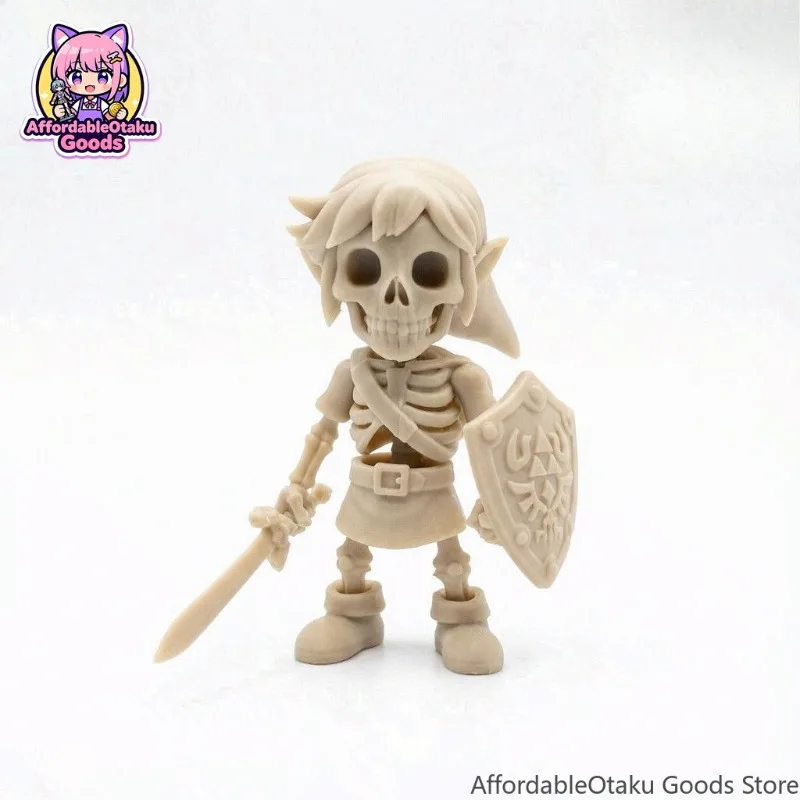 3D Printed Skeleton Link FDM Articulated Figure BotW Style Poseable Skull Desktop Decor