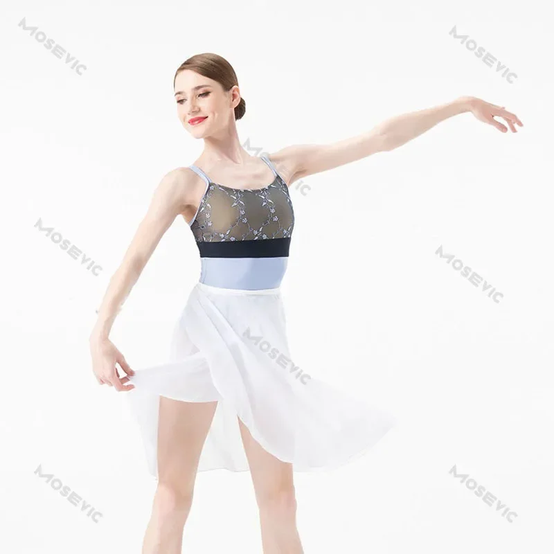 New Embroidery Double Strap Ballet Leotards Adult Ballerina Dance Wear Practice Dancing Swimsuit Ballet Leotard Bodysuit Woman