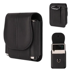 For Samsung Galaxy Z Flip 6 5 4 3 2 5G Waist Bag Z Flip 6 For Motorola Razr 40 /40ultra Genuine Leather Belt Clip Case