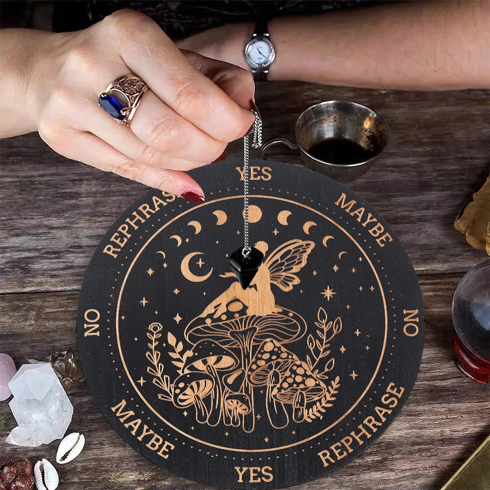 1PCS mushroom forest Pendulum Board Miss Leprechaun Magics Meditation Decision Plate Metaphysical Healing Witchs Altar Supplies