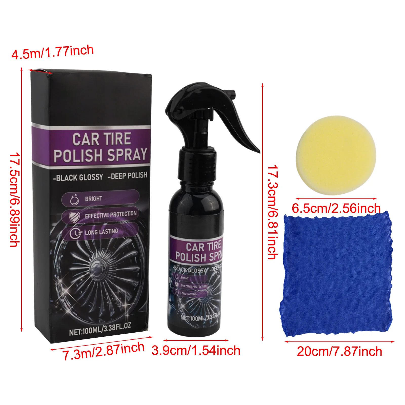 

Защитное покрытие для шин Покрытие для шин 7,3*4,5*18,5 см Предотвращает адсорбцию пыли Водонепроницаемый барьер Защита от старения