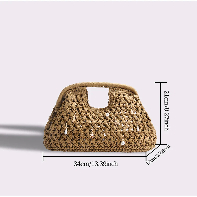Marke Woven Clutch Tasche Luxus Neue High-end-Meer Urlaub Reise Große Kapazität Stroh frauen Einfache Textur Mode brieftasche – Detail 30
