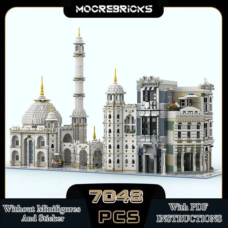 

MOC-162390 Modular Architecture Mosque Corner Assembly Square Street View Building Puzzle Blocks Toys Xmas Gifts For Kids Adults