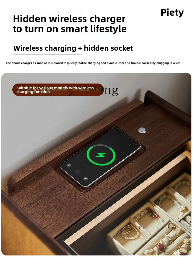 

LX Furniture Wooden Box Bedside Table Log Black Walnut Bedroom Storage Cabinet Storage