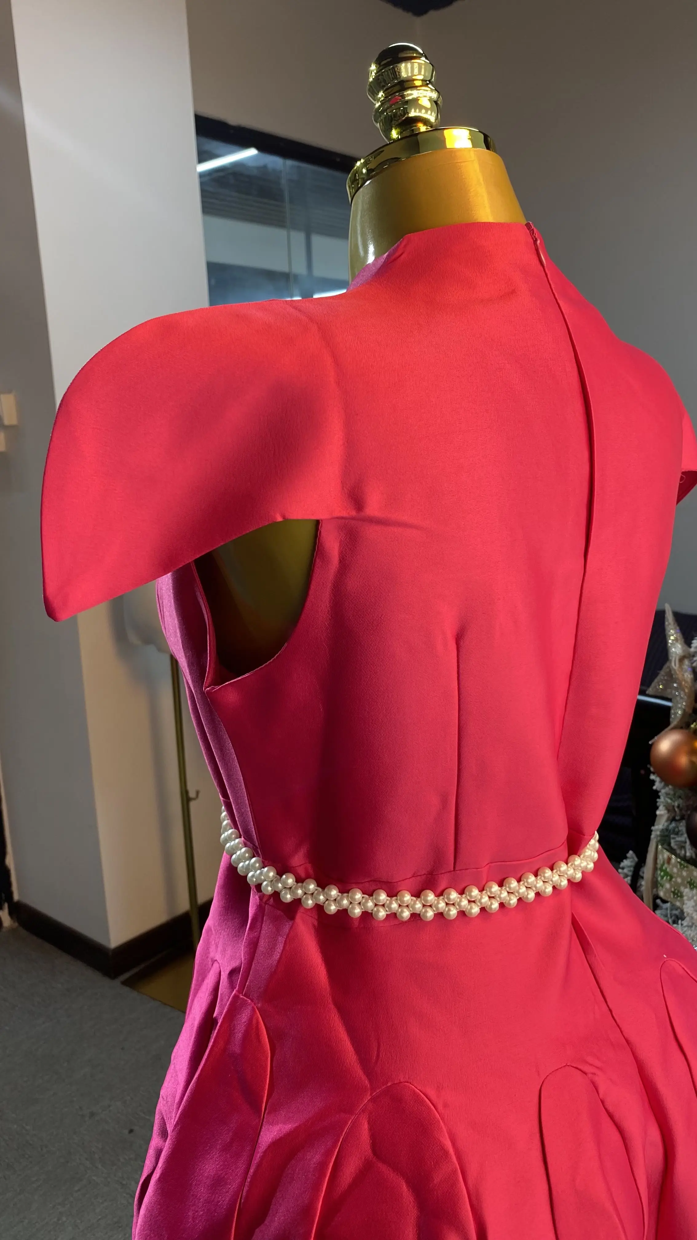 فستان أنيق مصمم حسب الطلب بأكمام مرفرفة ورقبة على شكل حرف V وقصة ضيقة، فستان مأدبة أنيق-GZXX337 #3