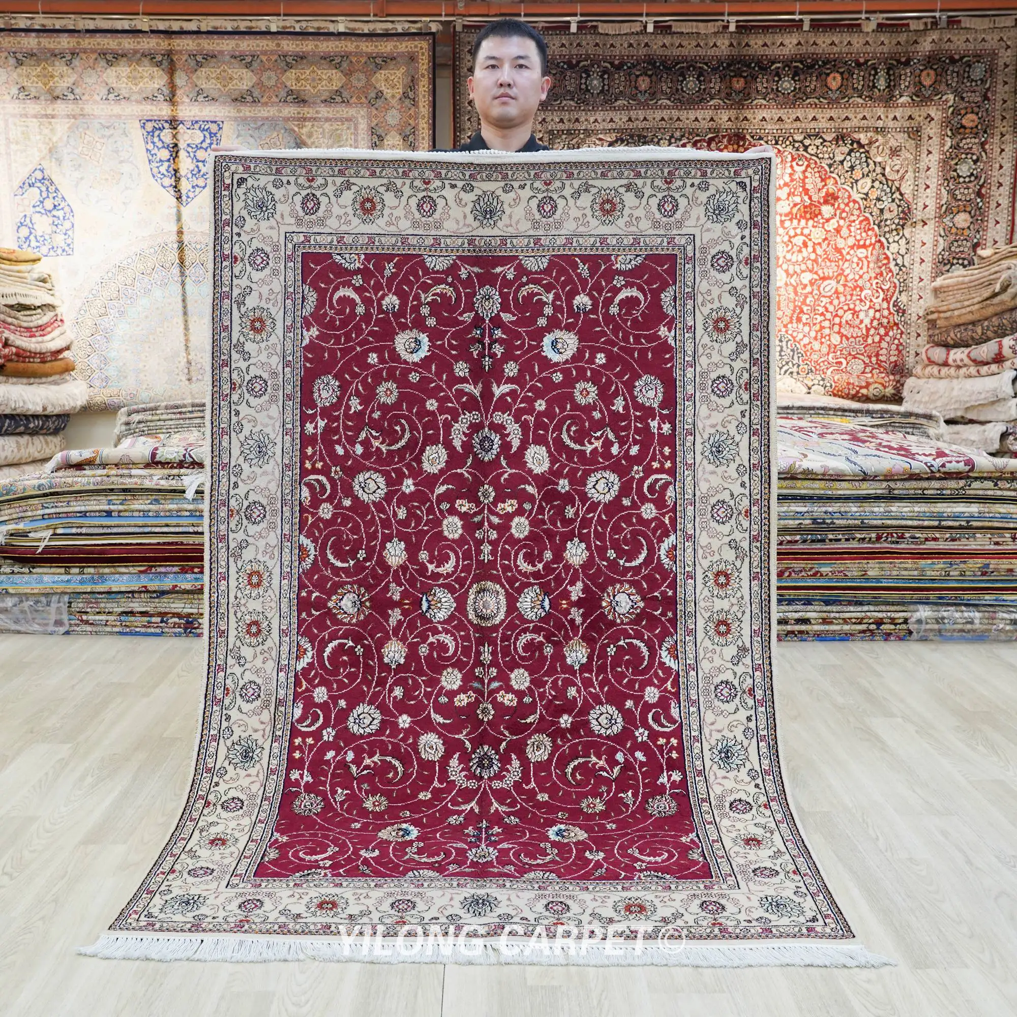 4'x6' New Style Red Oriental Durable Colorful Persian Design Wool Carpet (WML037)