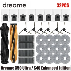 Dreame X50 Ultra / S40 Enhanced Edition Vacuum Parts Main Roller Side Brush Hepa Filter Mop Cloth Dust Bag