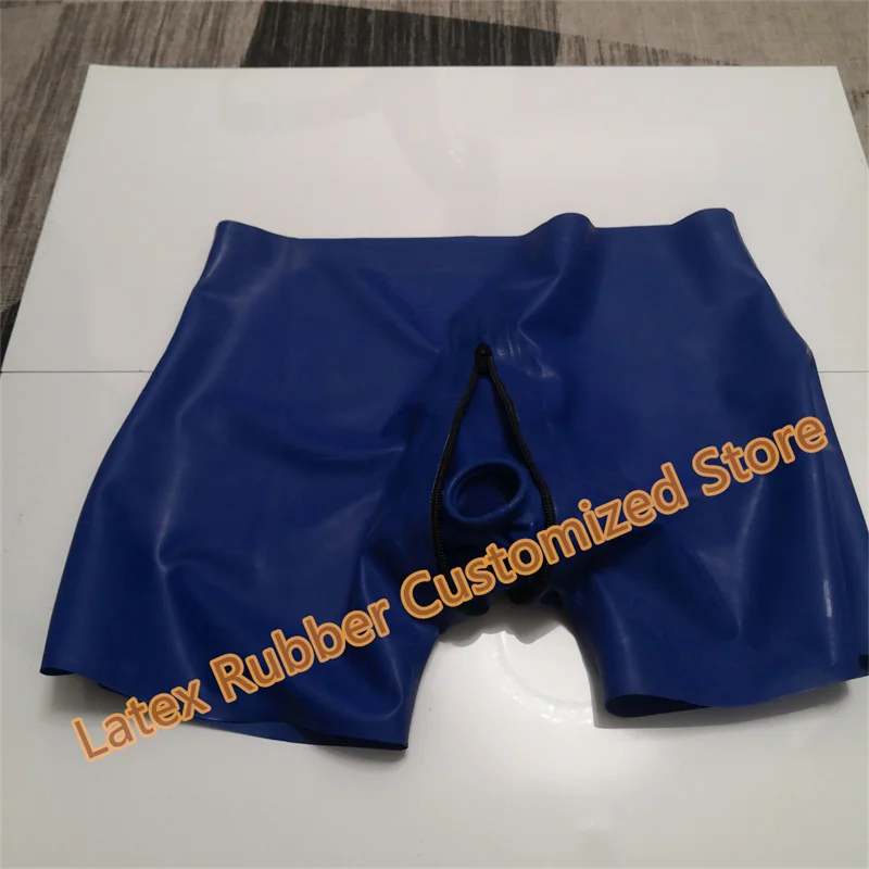 Natural Latex Mens Boxer Shorts Rubber Fetish with Front Sheath and Back Sheath Back Zip Panties Underwear Handmade