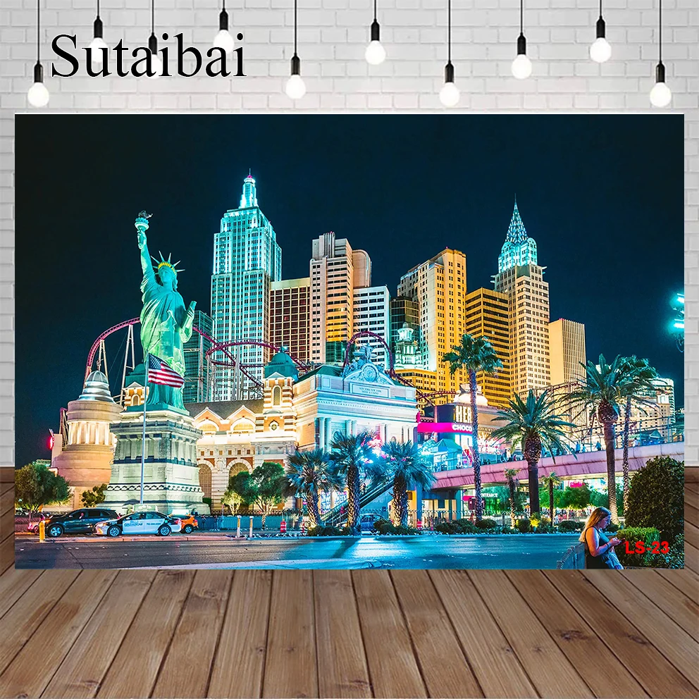 

Las Vegas Night Backdrop Casino Poker Theme Vintage Birthday Prom Background for Photography Decorations Supplies Props Studio