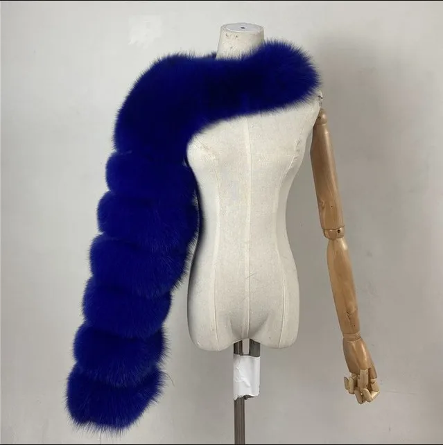 Ladies Luxury Faux Fox Fur Shawl Long Bubble Section Design Fluffy Fur Wrap Evening Party Stole