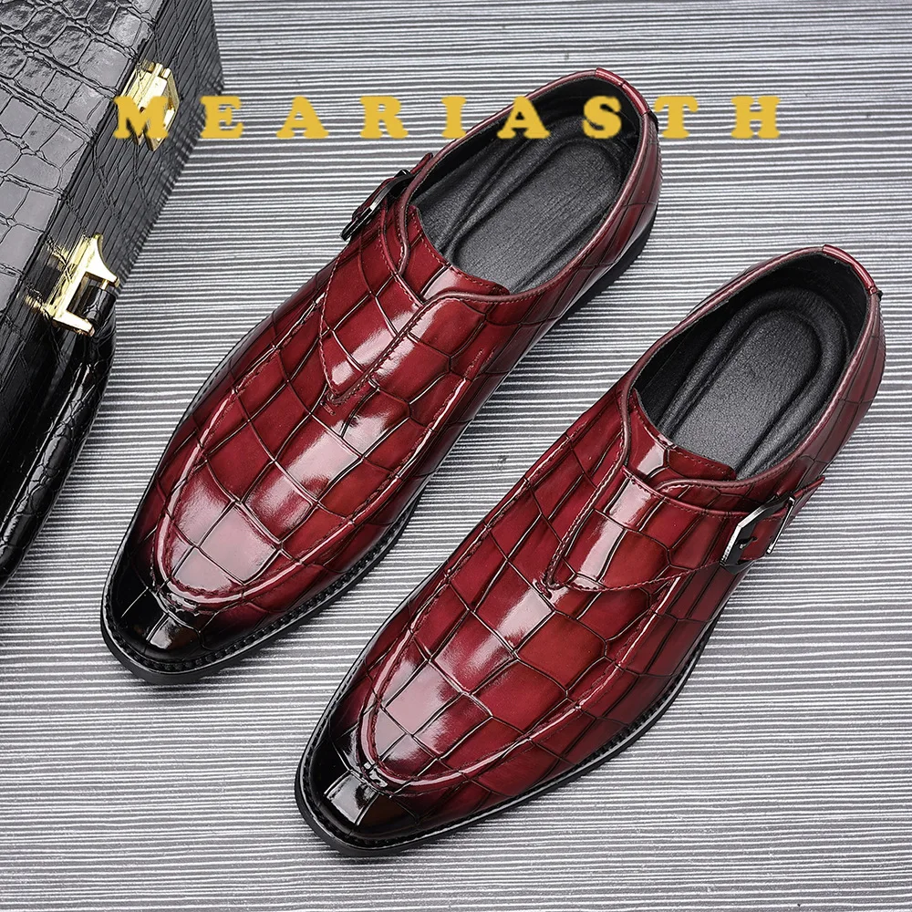 

Retro Black Men Loafers Pu Leather Square Toe Slip-On Business Mens Formal Shoes Handmade Dress Shoes Size 39-48 Men Shoes