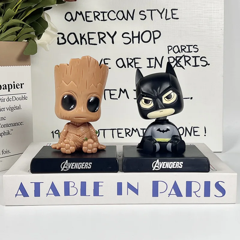 Novo bestakingdom batman groot personalizado dos desenhos animados figura criativa modelo anime carro periférico bobblehead ornamento presente do feriado