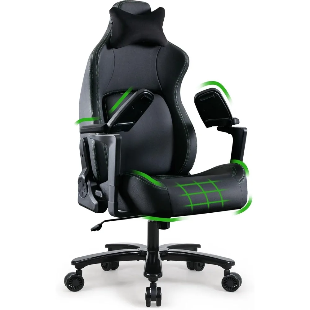 Big and Tall Gaming Chair 450 lbs High-Back Ergonomic Computer Gaming Chair for Heavy People, Extra Wide Memory Foam Cushion