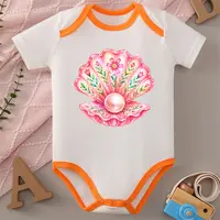 Pure Cotton Onesie Pink Beautiful Seaworld Print Bodysuit Comfortable Cloth for Baby Jumpsuit for 0 To 12 Months Newborn - Image 2