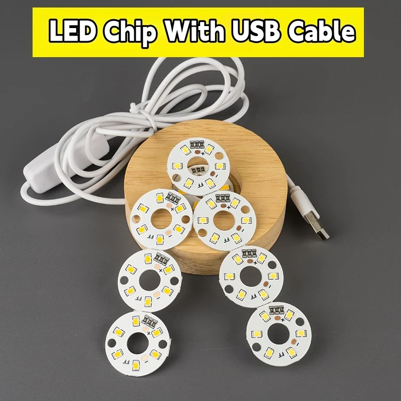 5V Led Strip Low Voltage Warm White Rainbow Light Source Board with Usb Socket Switch Cable Wick Diy Desk Lamp Luminous Base