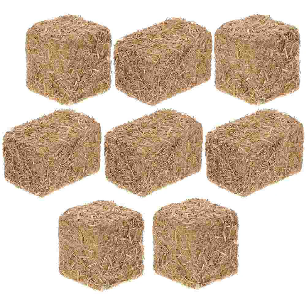 8 Pcs Simulated Mini Haystack Artificial Bales Large DIY Fake Decor Straw Garden Ornament Photography Props Statue