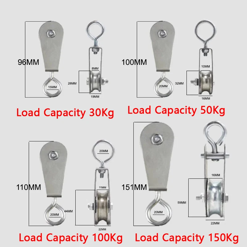 Rueda de Polea De Cable con rotación de 360 grados, sistema de rueda de tracción giratoria para LAT DIY, bloques de elevación, elevadores, escalera,