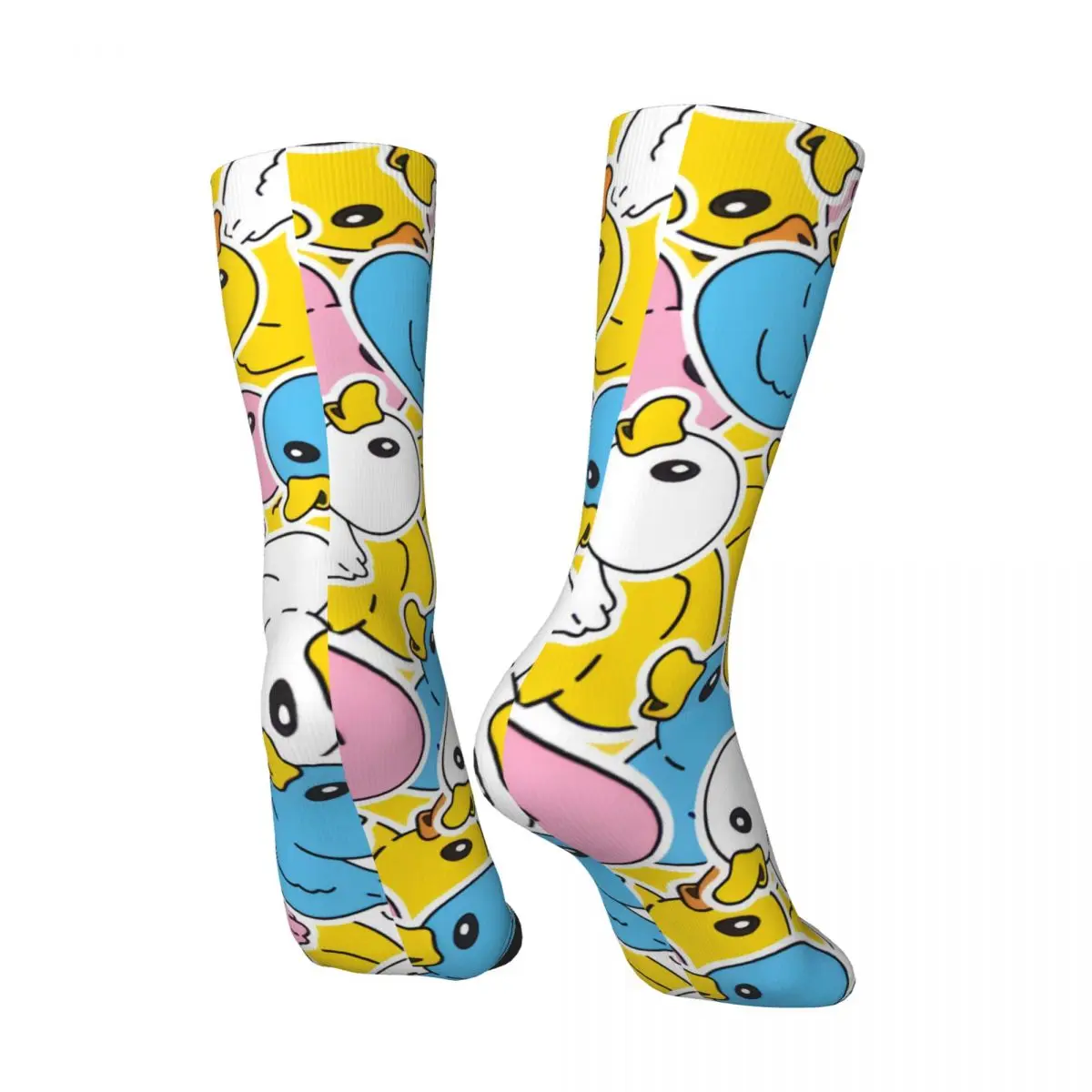 Crazy Sock for Men Rubber Duck Shower Doodle Hip Hop Vintage Duck Pattern Seamless Pattern Printed Boys Crew Sock Casual Gift