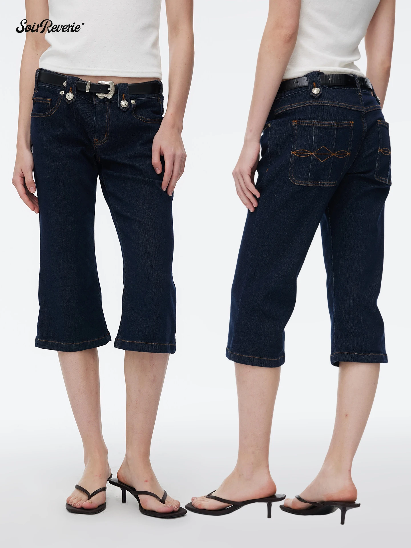 

Джинсы женские SoirReverie Slim Fit с низкой посадкой, эластичные, темно-синие, 5-точечные, для весны, лета и осени