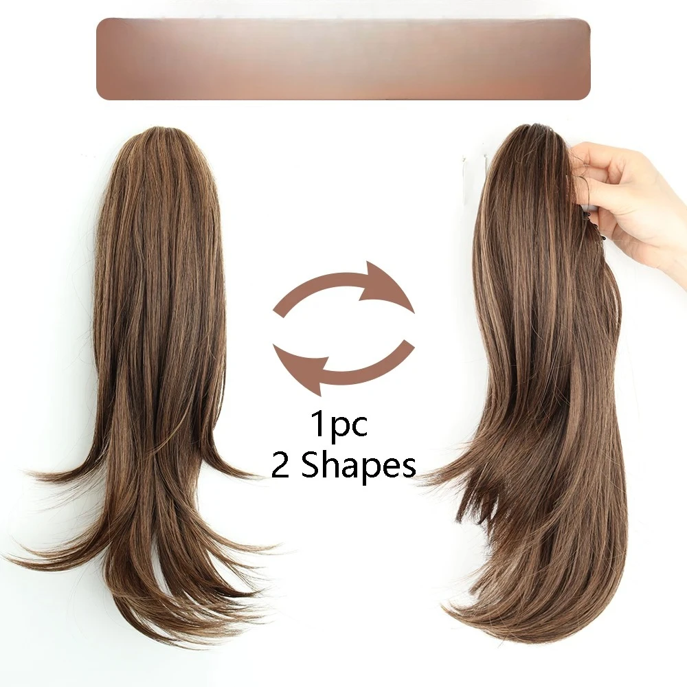 الاصطناعية مخلب كليب ذيل حصان 18 بوصة طويلة متموجة أسود براون مقاومة للحرارة نوع الطبقات ذيل الحصان الشعر التمديد 2026