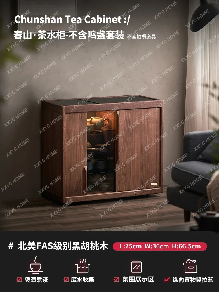 

Новый чайный шкаф в китайском стиле, передвижной придиванный шкаф из массива дерева, витрина для гостиной из черного ореха, чайный столик.