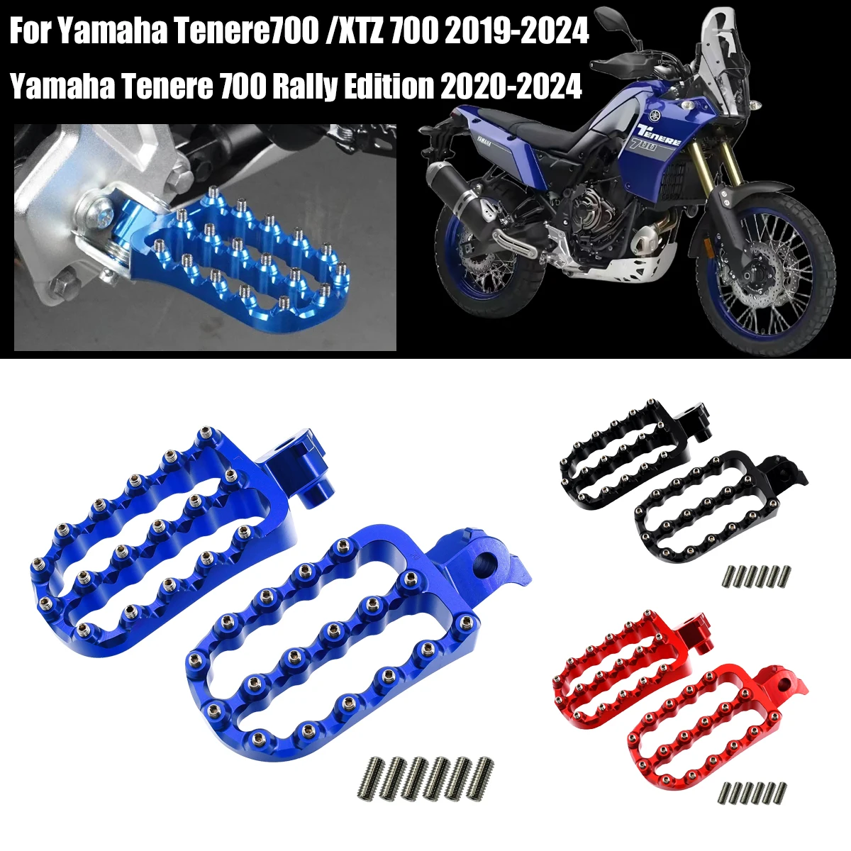 

For Yamaha TENERE 700 T7 T 7 XTZ 700 2023 2021 2022 2024 Rally Edition Wide Footpegs Footrests Foot Pedals CNC Motorcycle Parts