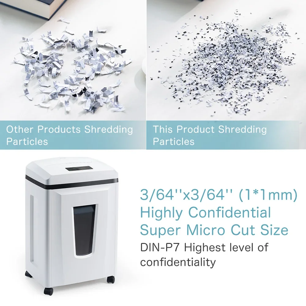 High Confidentiality Office Commercial Waste Paper Shredder Micro cut  P-7 1*1mm Can cut CDs/DVD Cards Staples level O3