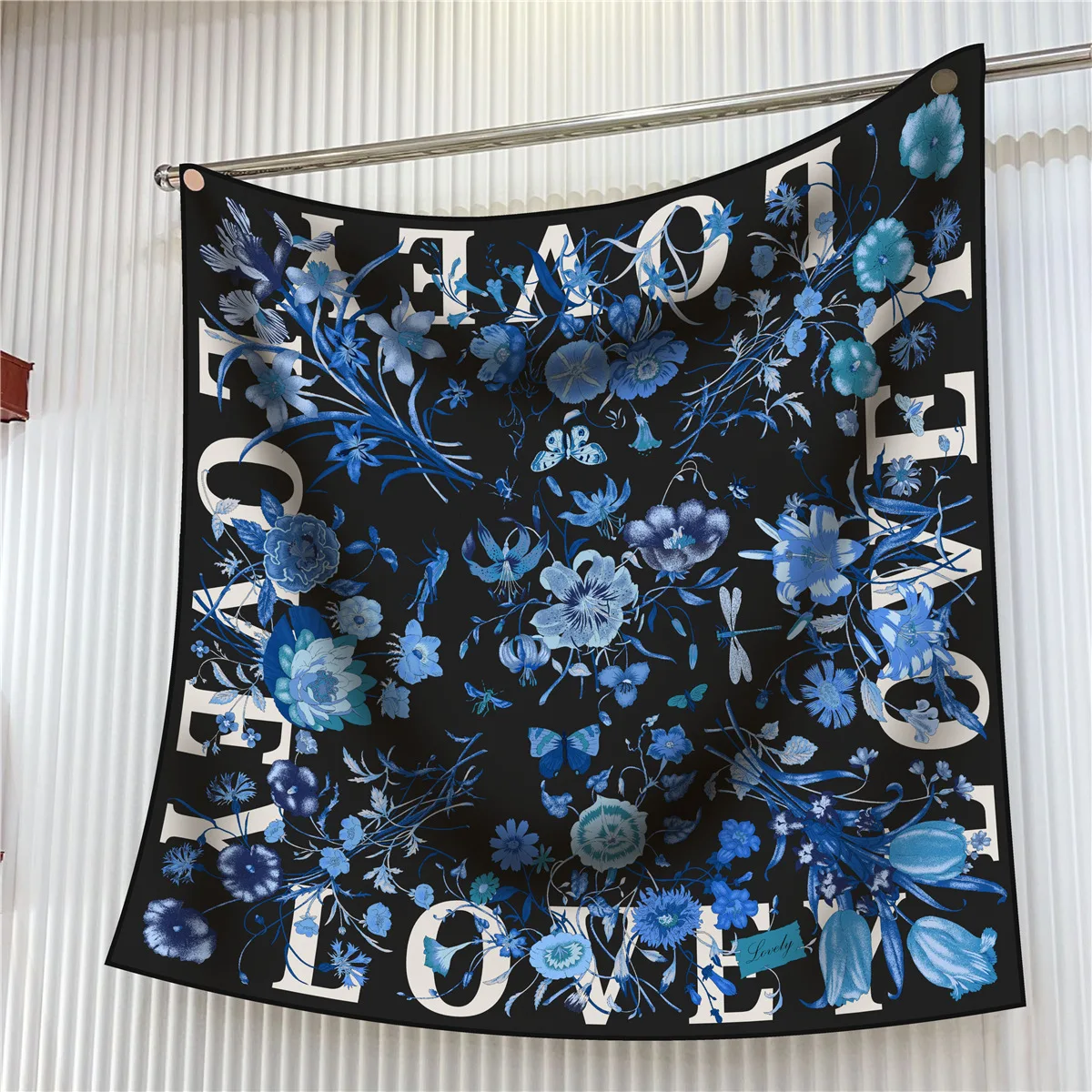 Twill Silk Scarf Shawl Luxury Brand Lily Heart Flower Print Square Scarf Women Hijabs Bandana Foulard Neckerchief Head Scarves
