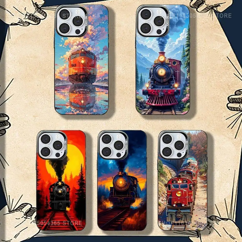 

Art Trains Phone Case For iPhone 16,15,14,13,12,11,8,7,Pro,Max,Plus,Mini,XS,SE Shockproof Matte Cover