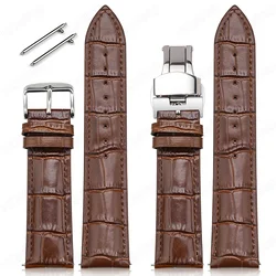 Quick Release Cowhide Watch Strap 20mm 22mm 18 Bamboo Knot Pattern Band Universal Butterfly Buckle Bracelet Women Men Wristband