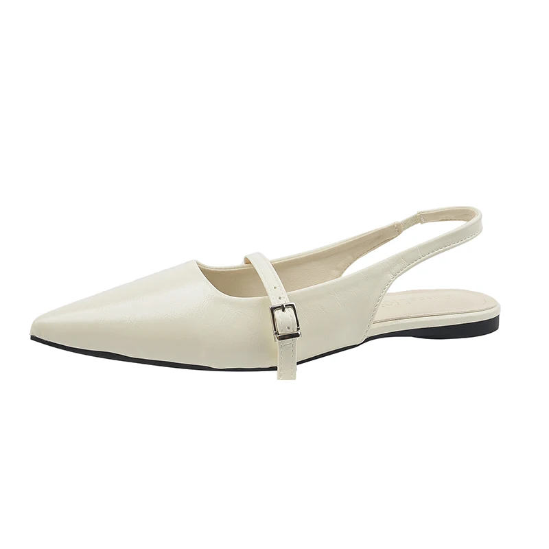 New Spring Women's French-Style Closed-Toe Sandals Luxurious Slip-On Designer Shoes Fashionable and Elegant Party Flat Sandals
