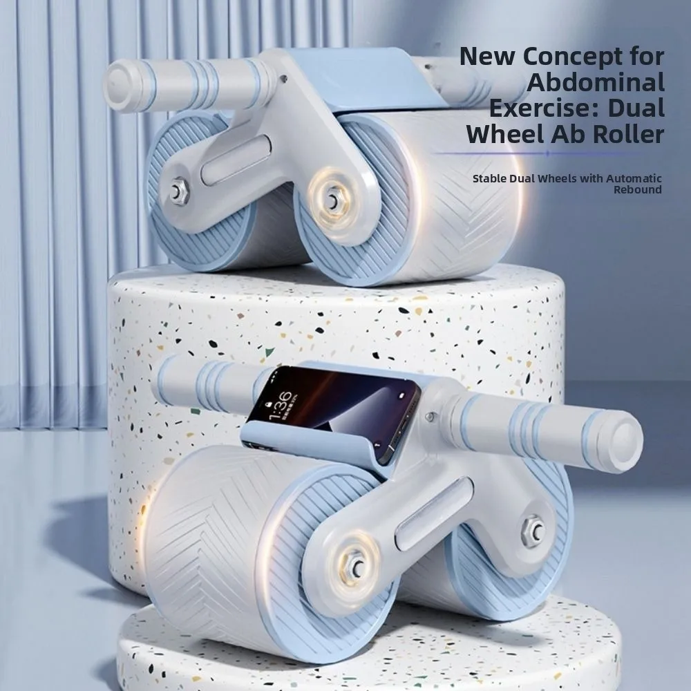 

Dual Wheel Abdominal Wheel Exerciser Automatic Rebound Anti-Slip Core Strengthening Trainer Healthy with Kneeling Pad