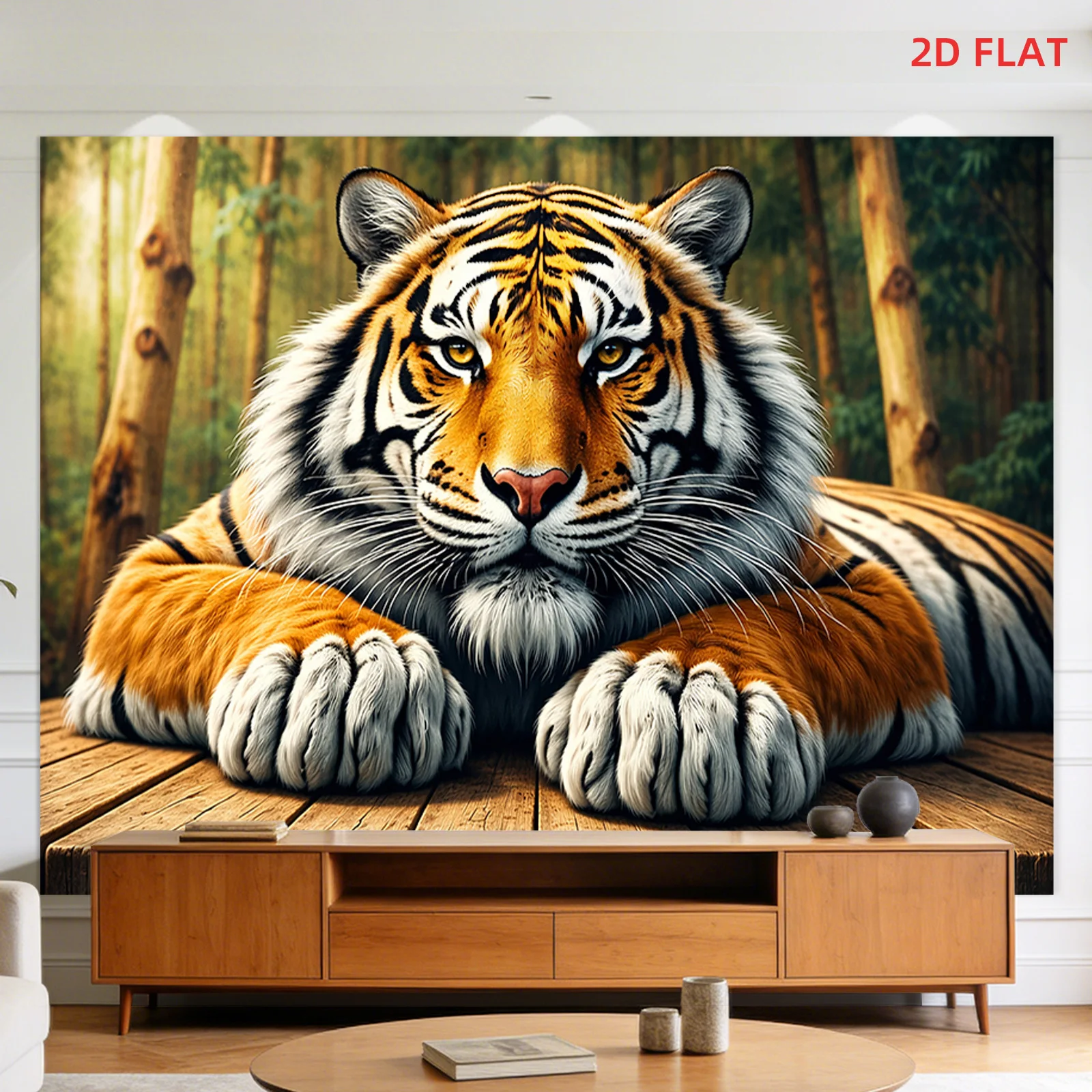 

Величественный гобелен с портретом тигра, искусство дикой природы, реалистичная лесная сцена, настенное панно для гостиной и спальни